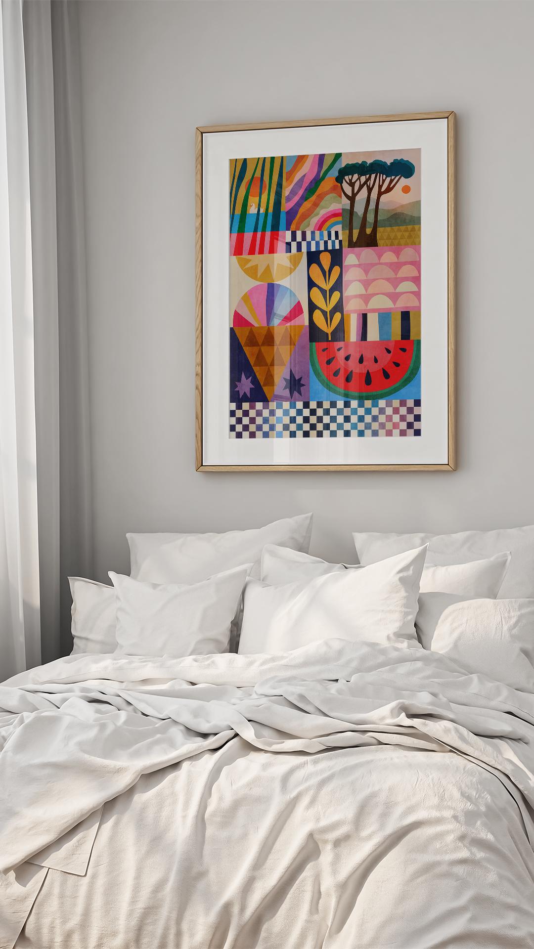 Summer Collage Art Print | Colorful Wall Art Decor