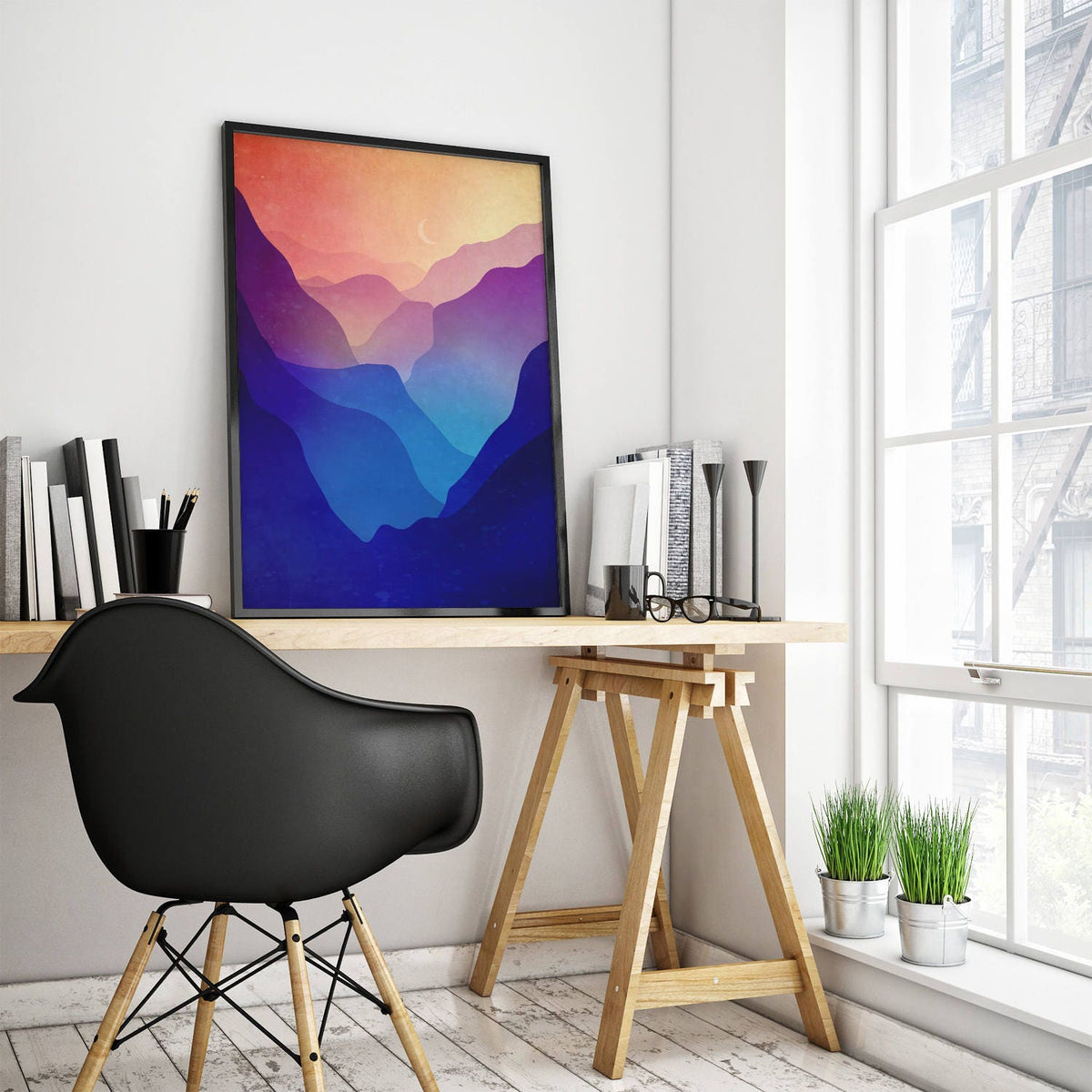 Sunset Valley Art Print | Mountain Landscape Wall Art