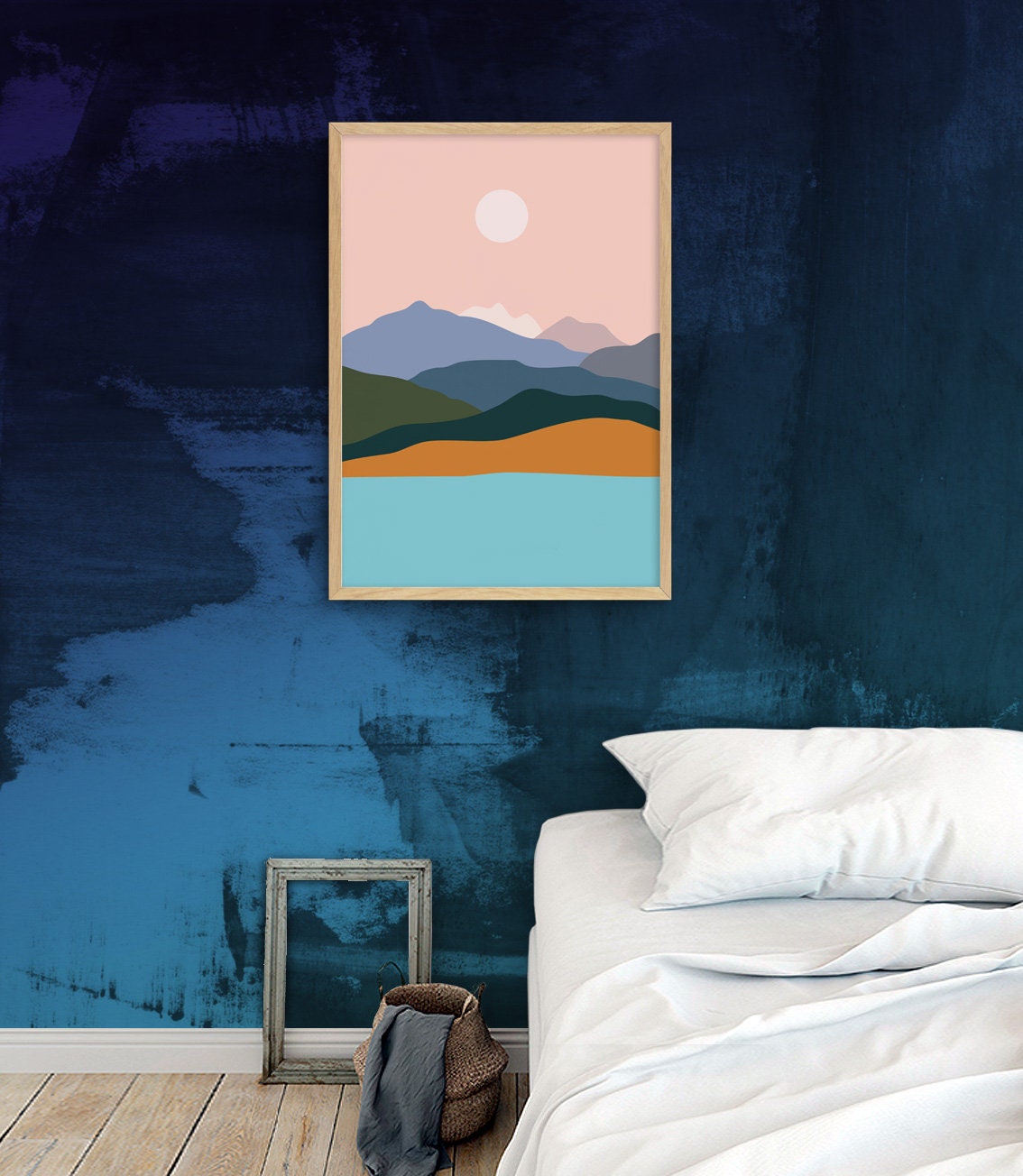 Mountains by the Ocean Art Print | Minimalist Landscape Wall Art