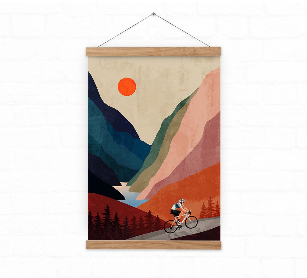 Cycling Home | Mountain Cycling Art Print.