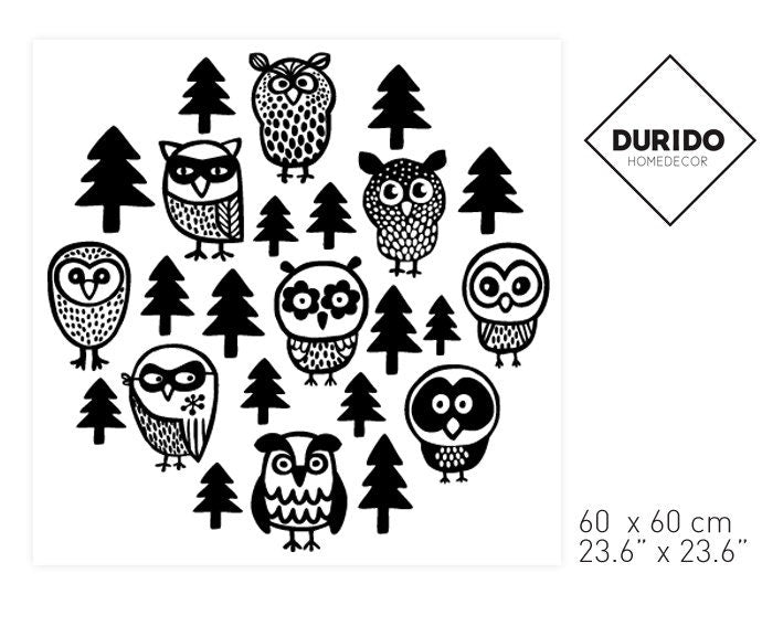 Woodland Owl Wall Decals | 9 Owls & 15 Trees