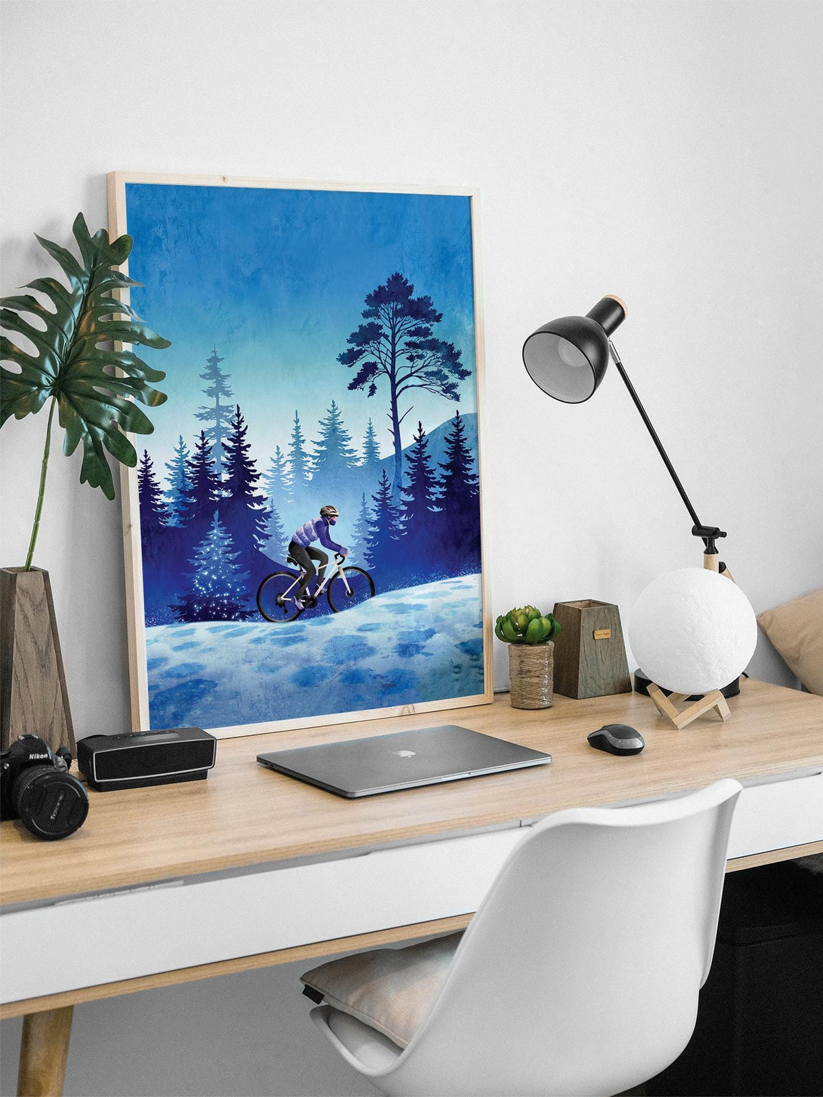 Woman Cyclist Art Print | Winter Cycling Wall Art