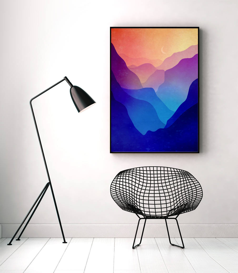 Sunset Valley Art Print | Mountain Landscape Wall Art