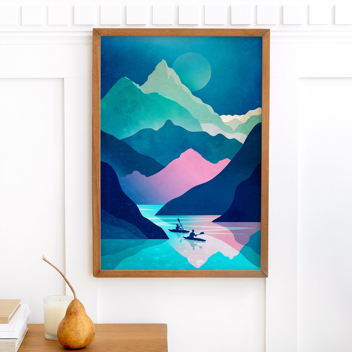 Kayaking on a Mountain Lake Fine Art Print