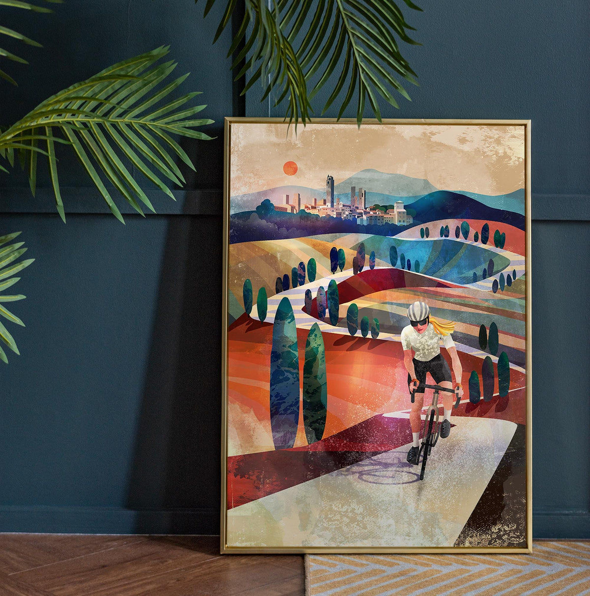 Woman Cycling in Tuscany | Italy Art Print.