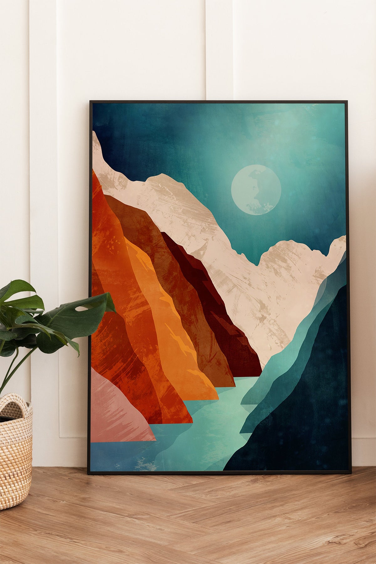 Autumn Canyon Art Print | Moonlit Mountain Landscape Wall Art