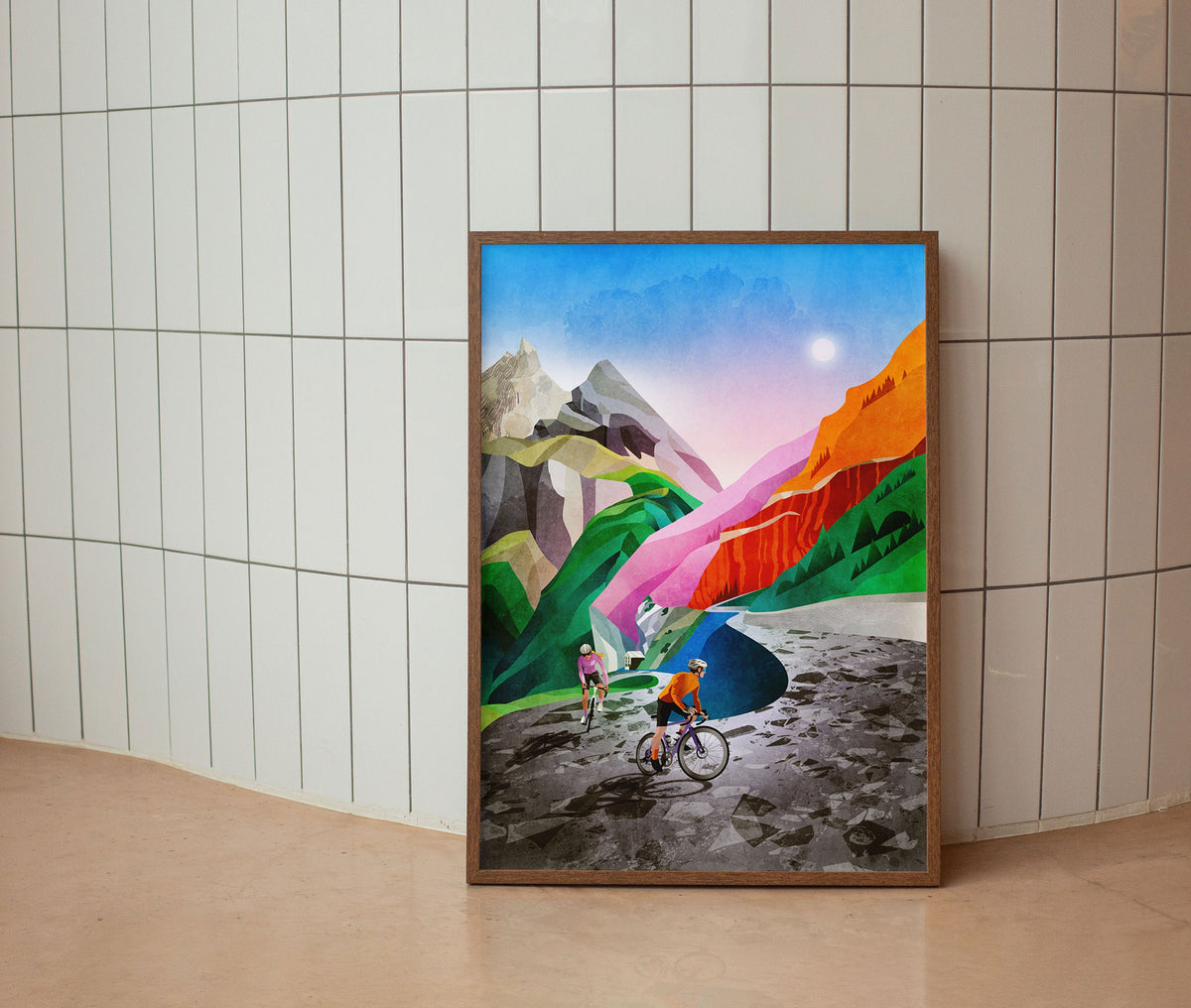 Alpine Switchback Cycling Art Print | Mountain Landscape