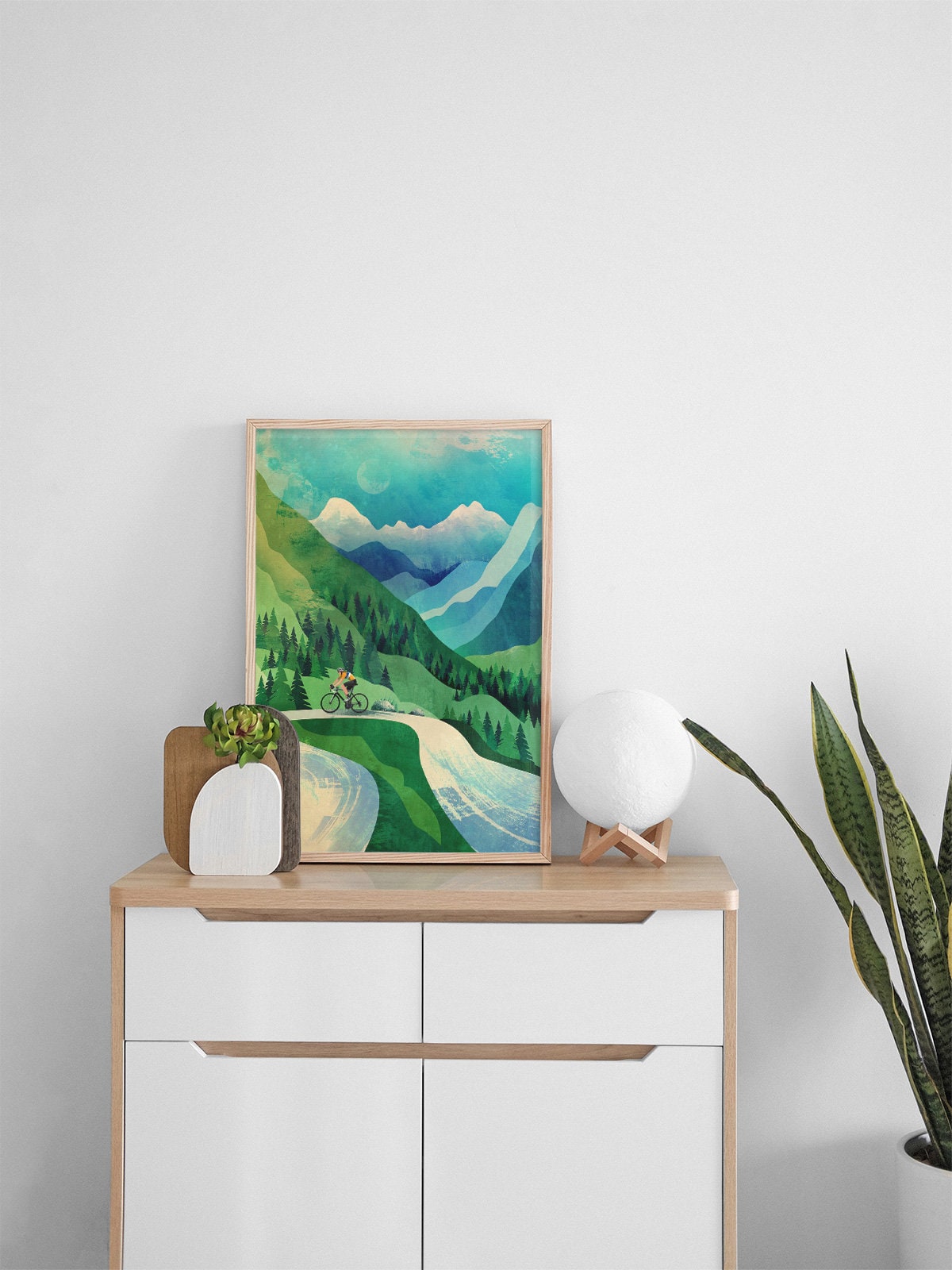 Cycling Art Print | Mountain Ascent Illustration