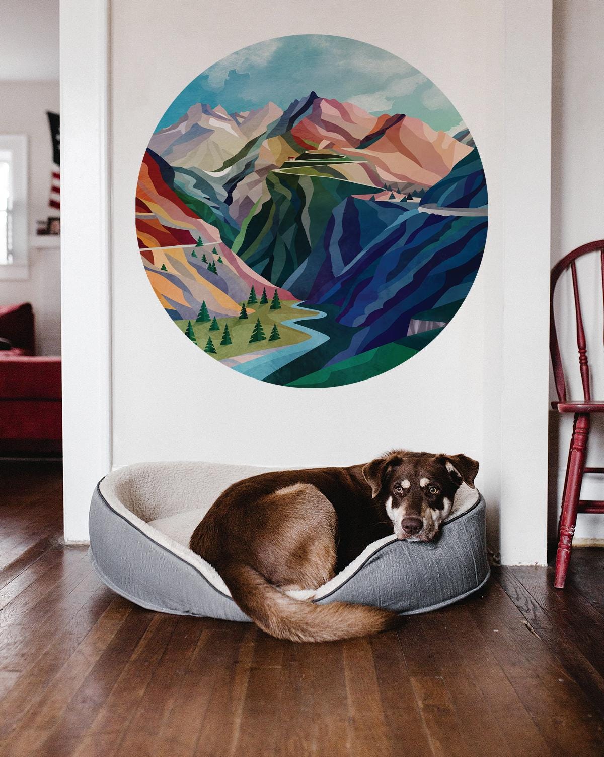 Mountain Pass Wall Decal | Self-Adhesive Removable Landscape Art.