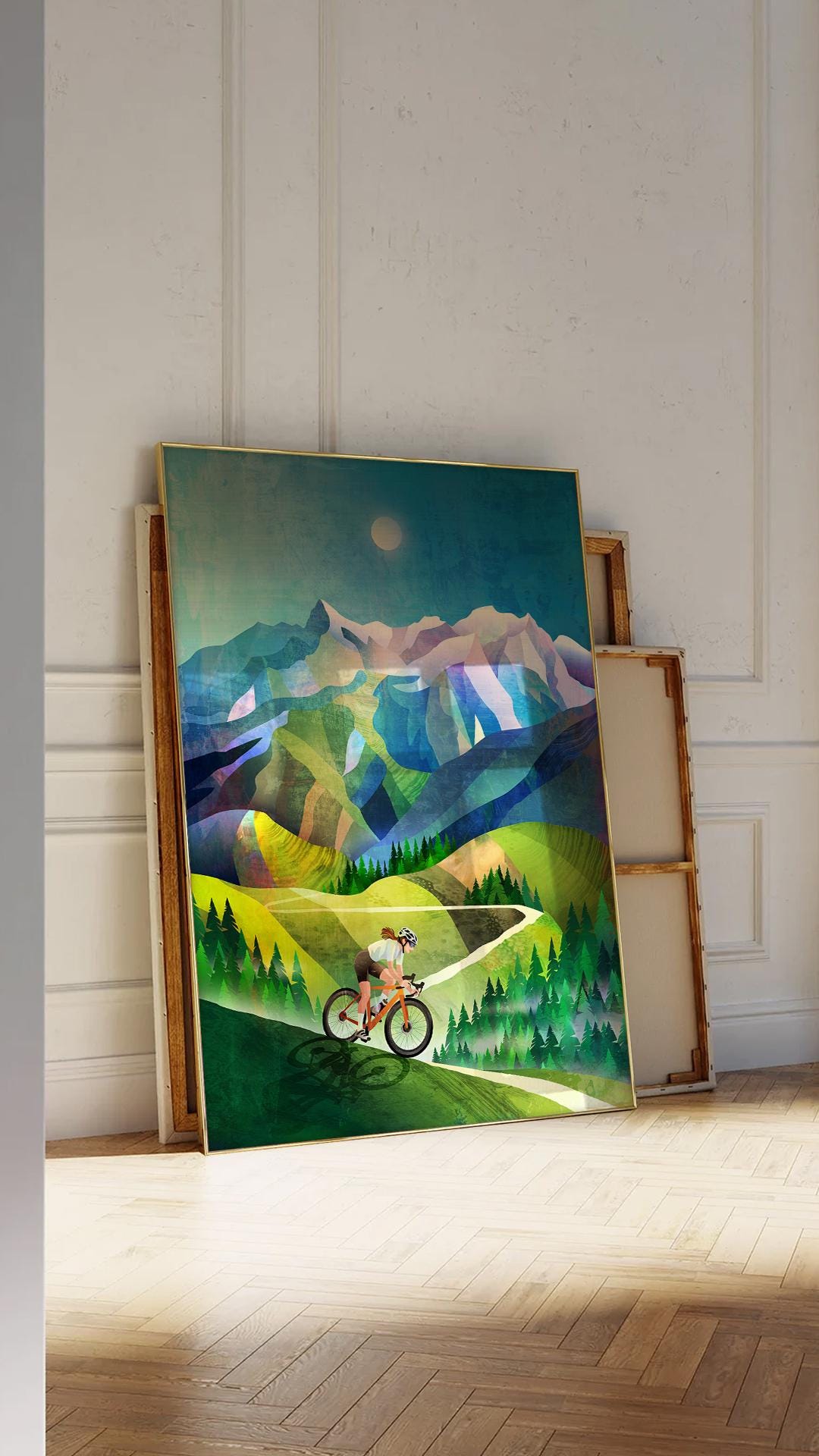Personalized Woman Cyclist Art Print | Mountain Descent