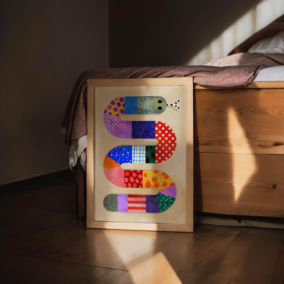 Snake Art Print | Colorful Kids Room Illustration Wall Art