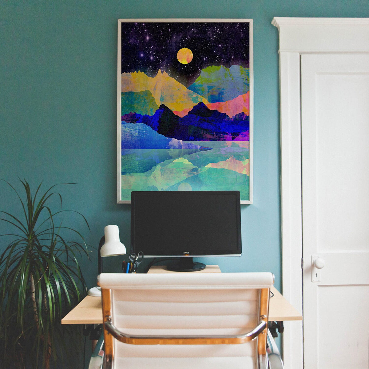 Moon and Mountains Art Print | Landscape Wall Art for Home