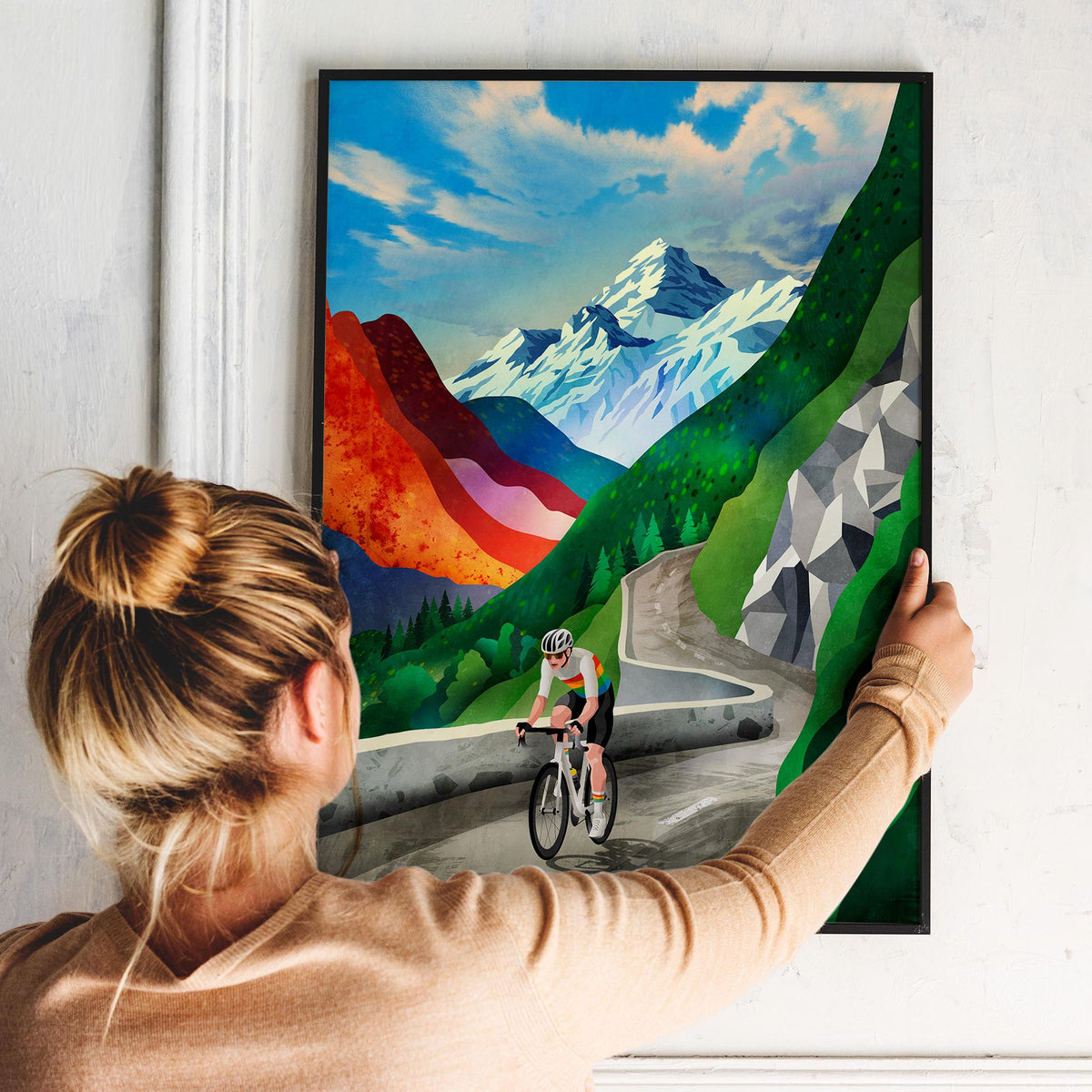 Cycling Art Print | High Mountain Road Cycling Wall Art