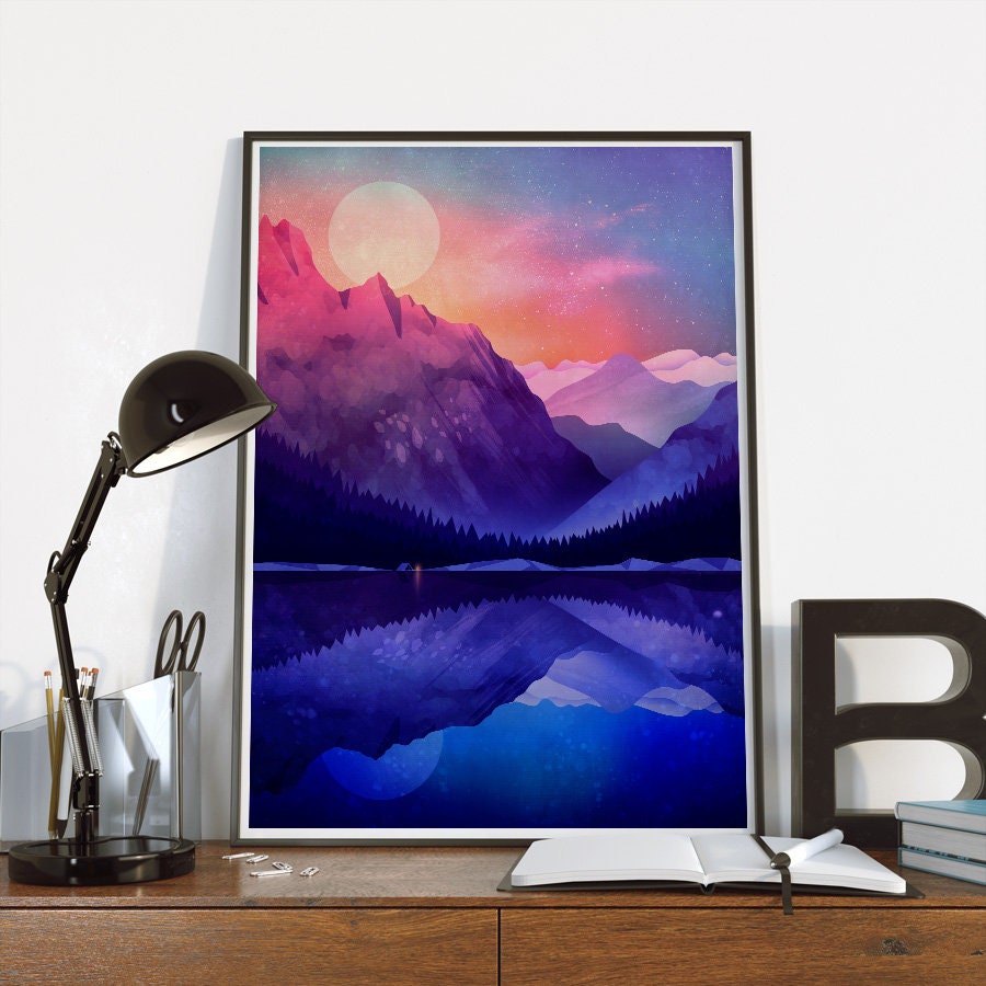 Camping by the Lake | Landscape Art Print