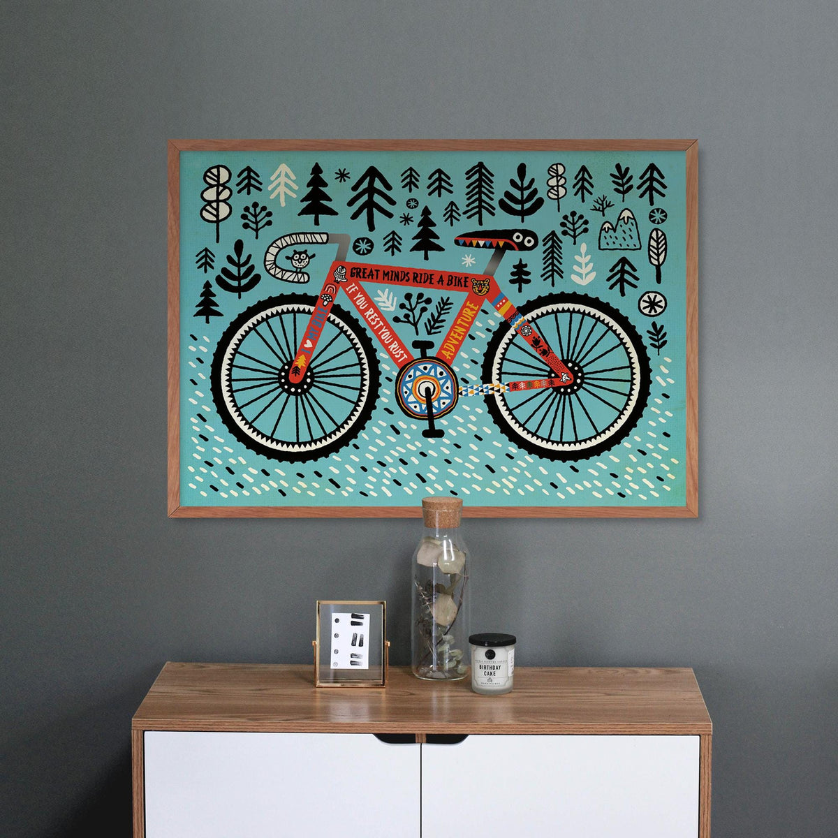 Bicycle Art Print | Inspirational Cycling Quote Wall Art