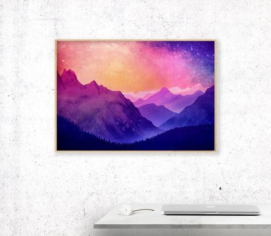 Mountain Landscape Art Print | Illustrated Wall Art