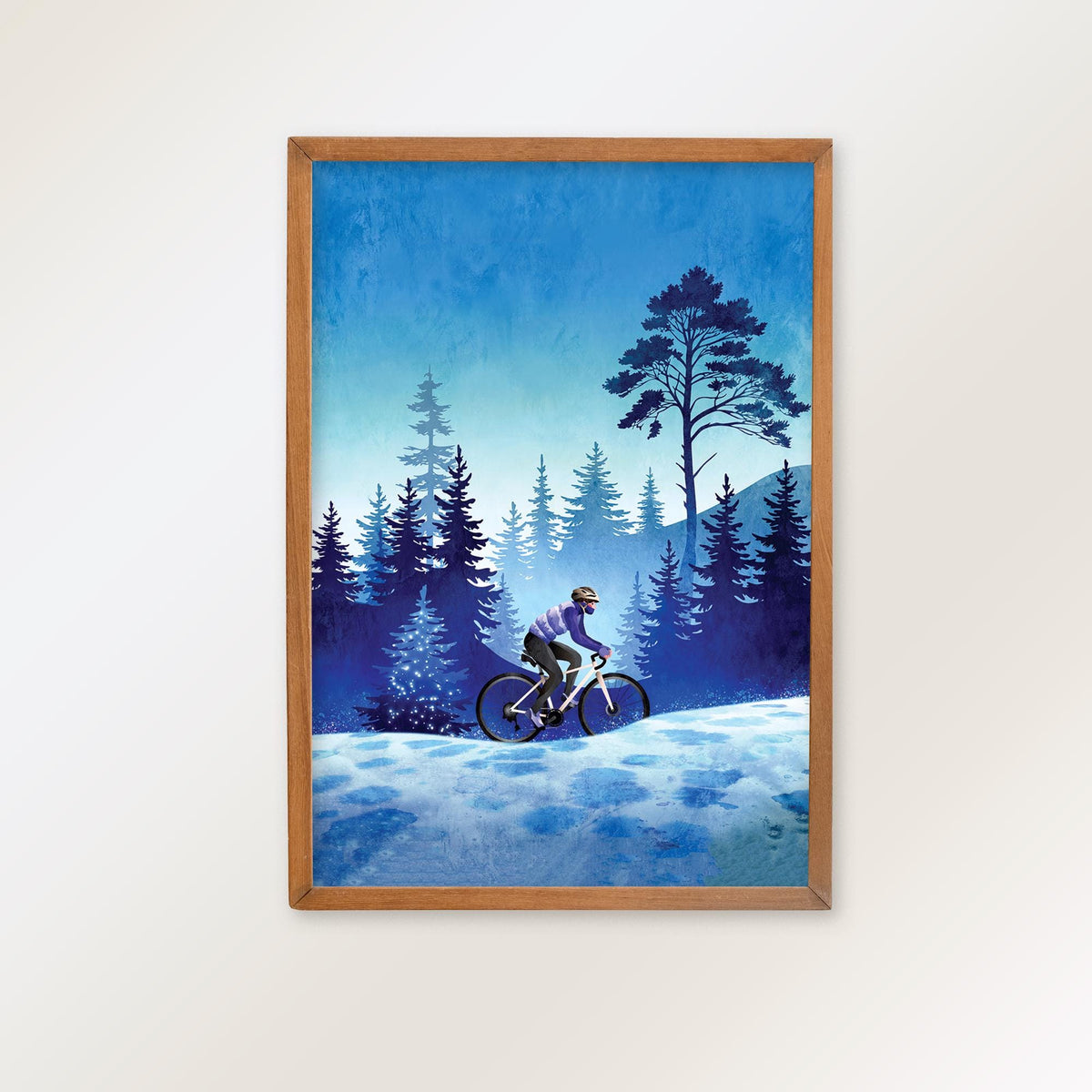Woman Cyclist Art Print | Winter Cycling Wall Art