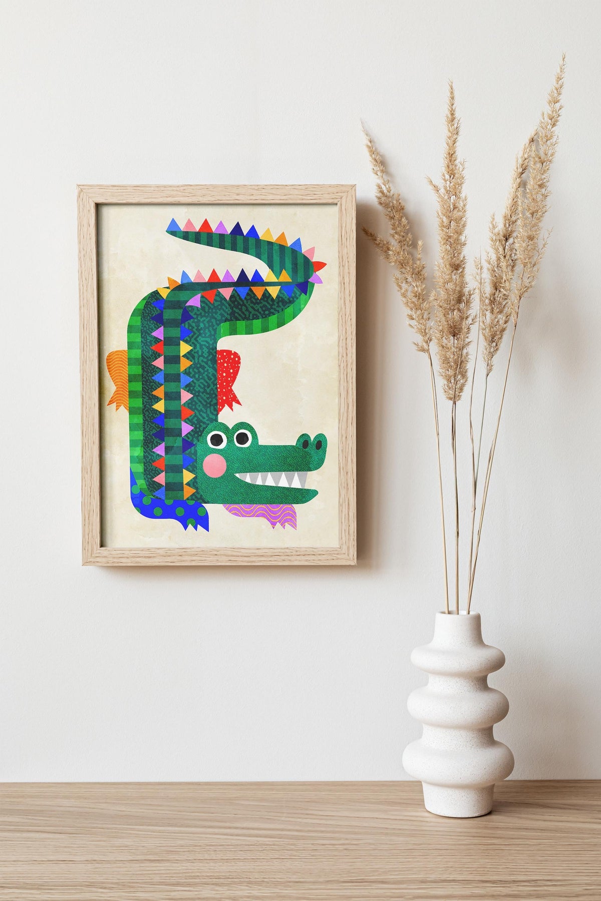 Crocodile Art Print | Colorful Kids Room Illustration Wall Art