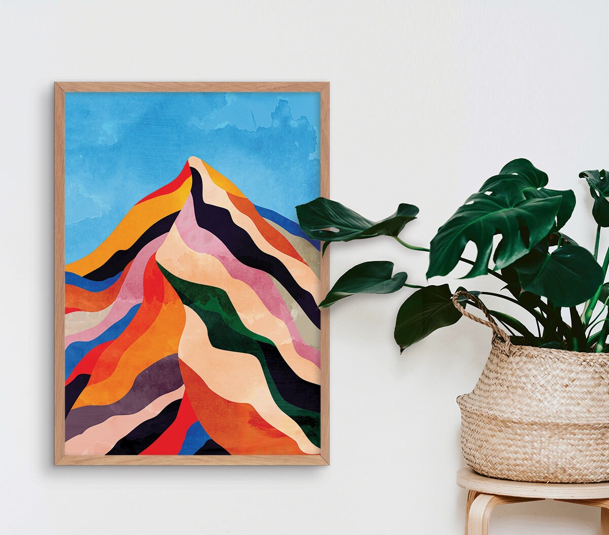 Colorful Mountain Landscape Art Print | Modern Nature Wall Art