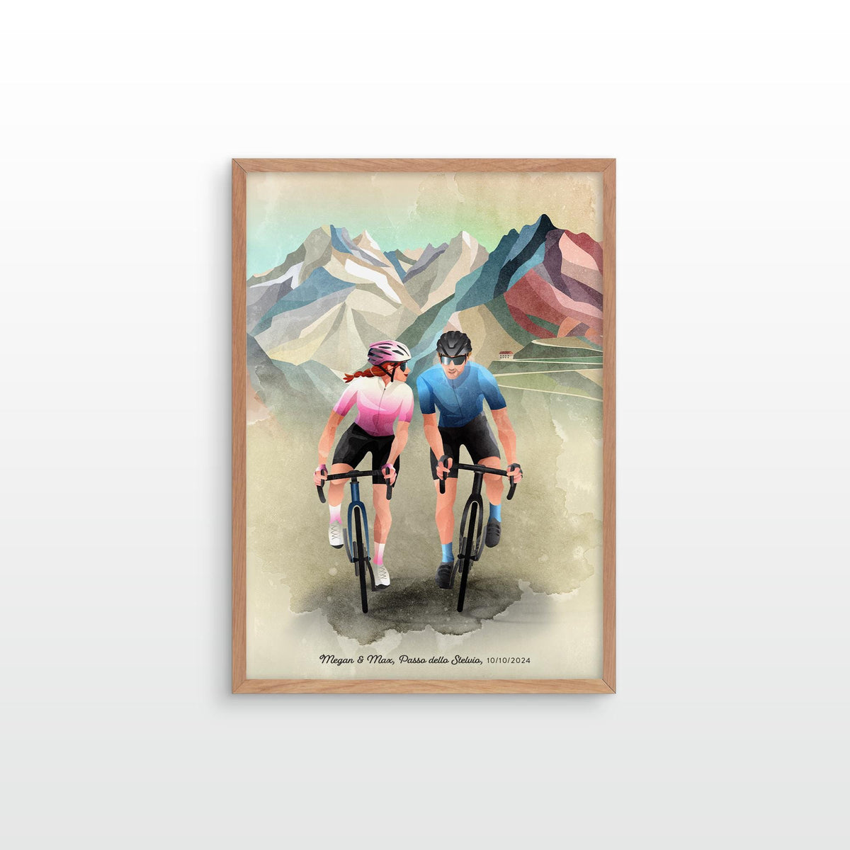 Custom Cycling Couple Art Print | Personalized Cyclist Gift