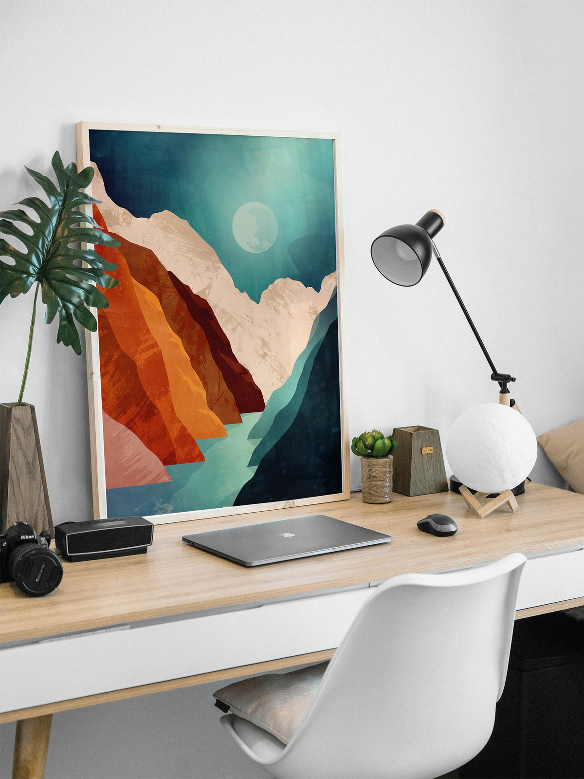Autumn Canyon Art Print | Moonlit Mountain Landscape Wall Art