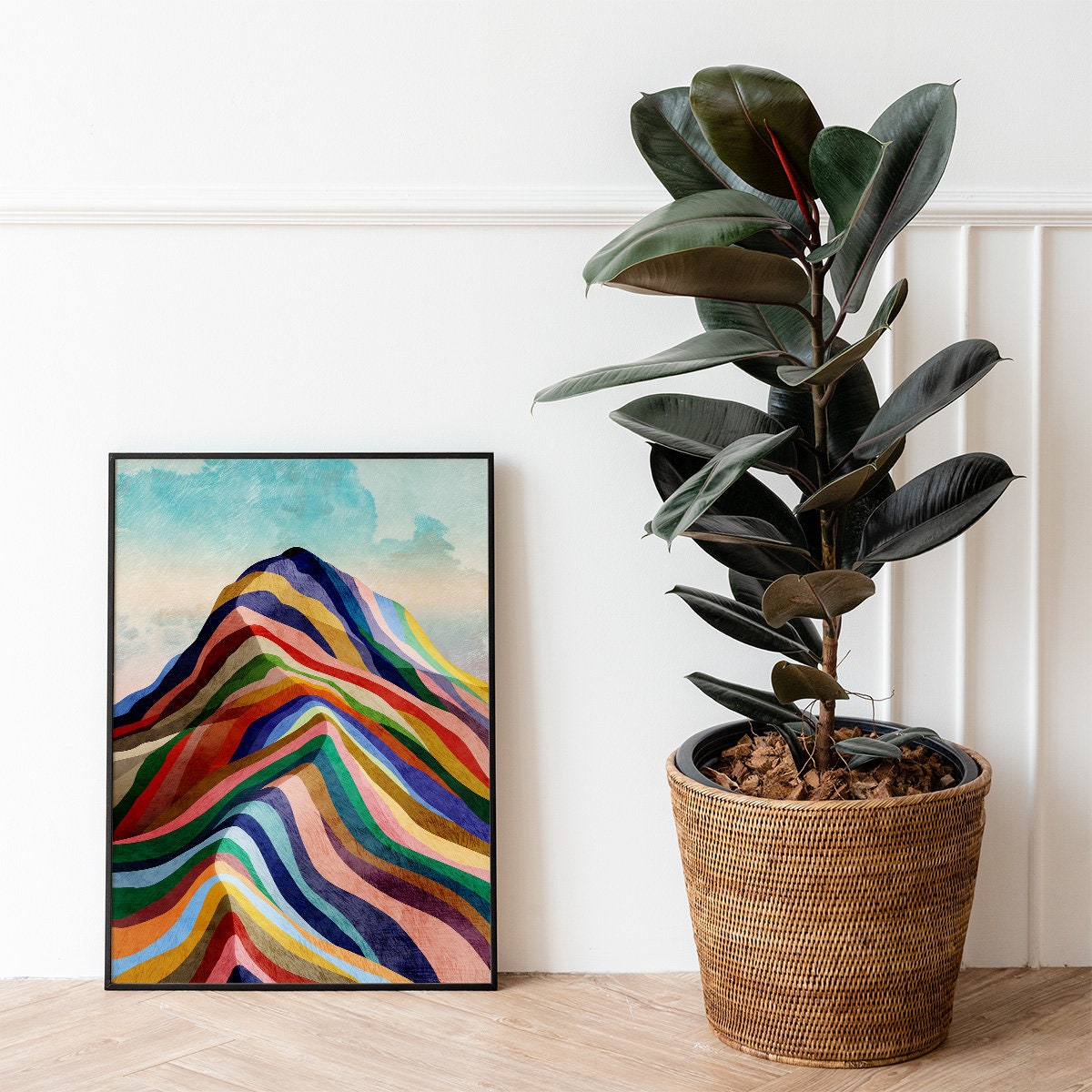Rainbow Ridge Art Print | Mountain Landscape Illustration