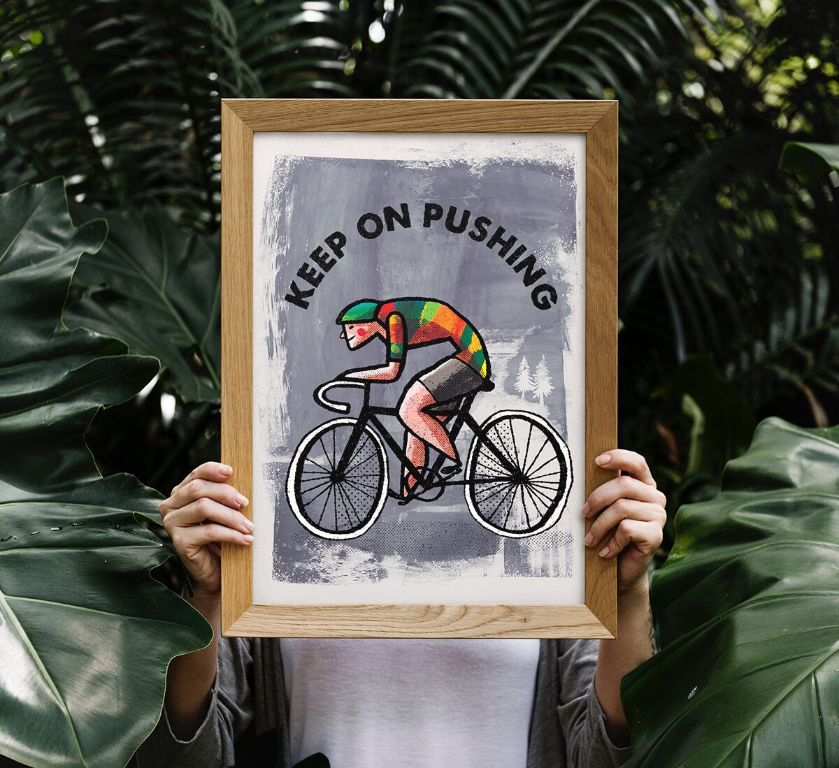 Bicycle Art Print | Keep On Pushing Cyclist Wall Art