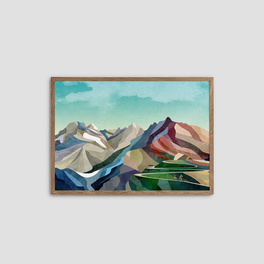 Cycling Couple Art Print | High in the Mountains Wall Art