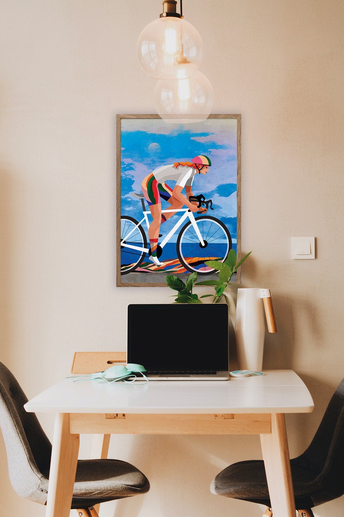 Woman Cyclist Art Print | Cycling Wall Art for Home or Office
