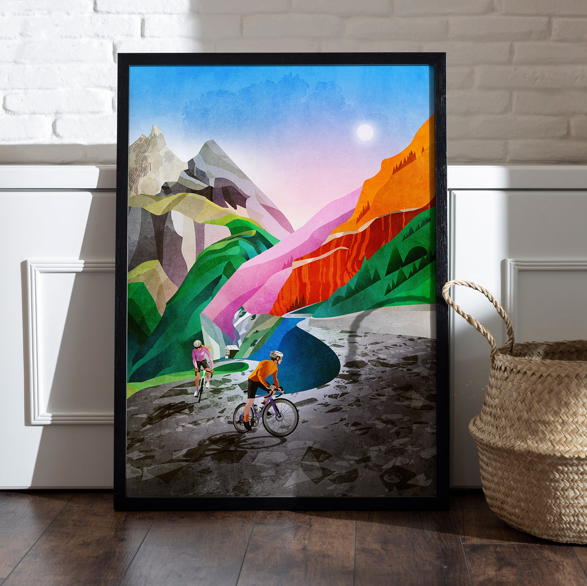 Alpine Switchback Cycling Art Print | Mountain Landscape