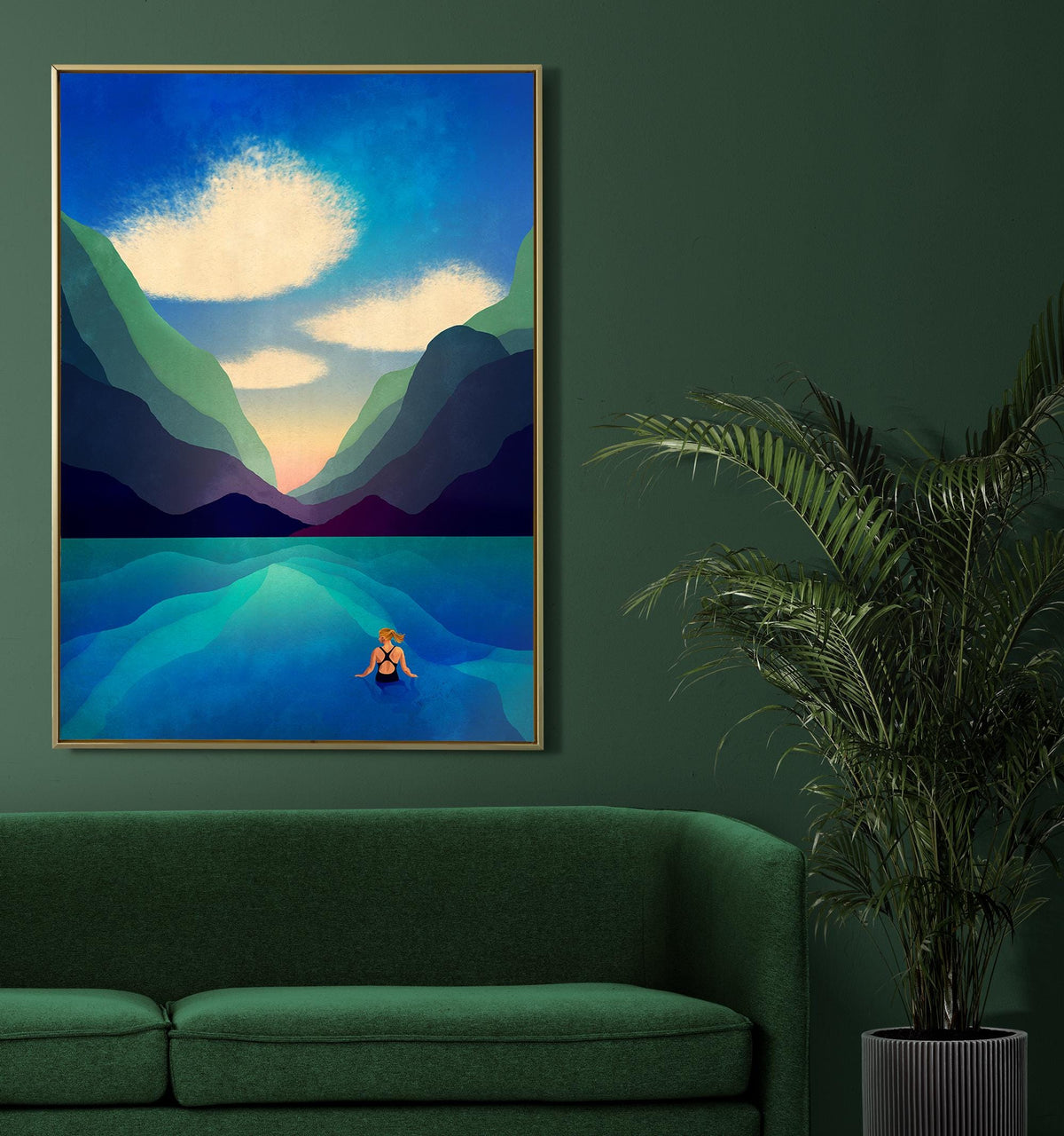 Wild Swimming Art Print | Lake and Forest Nature Wall Art