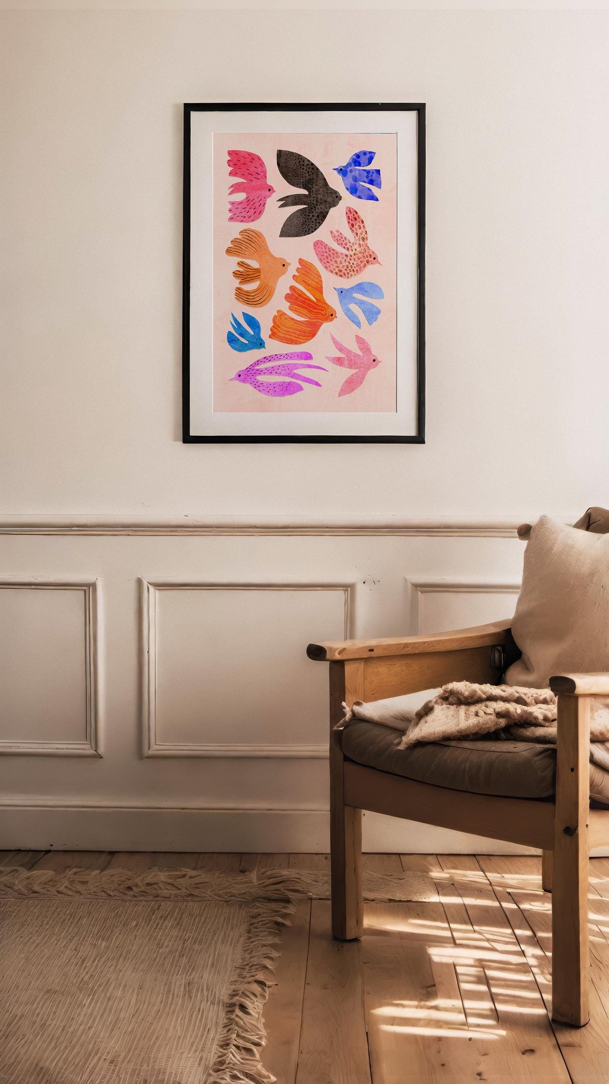 Colorful World of Birds | Mixed Media Fine Art Print