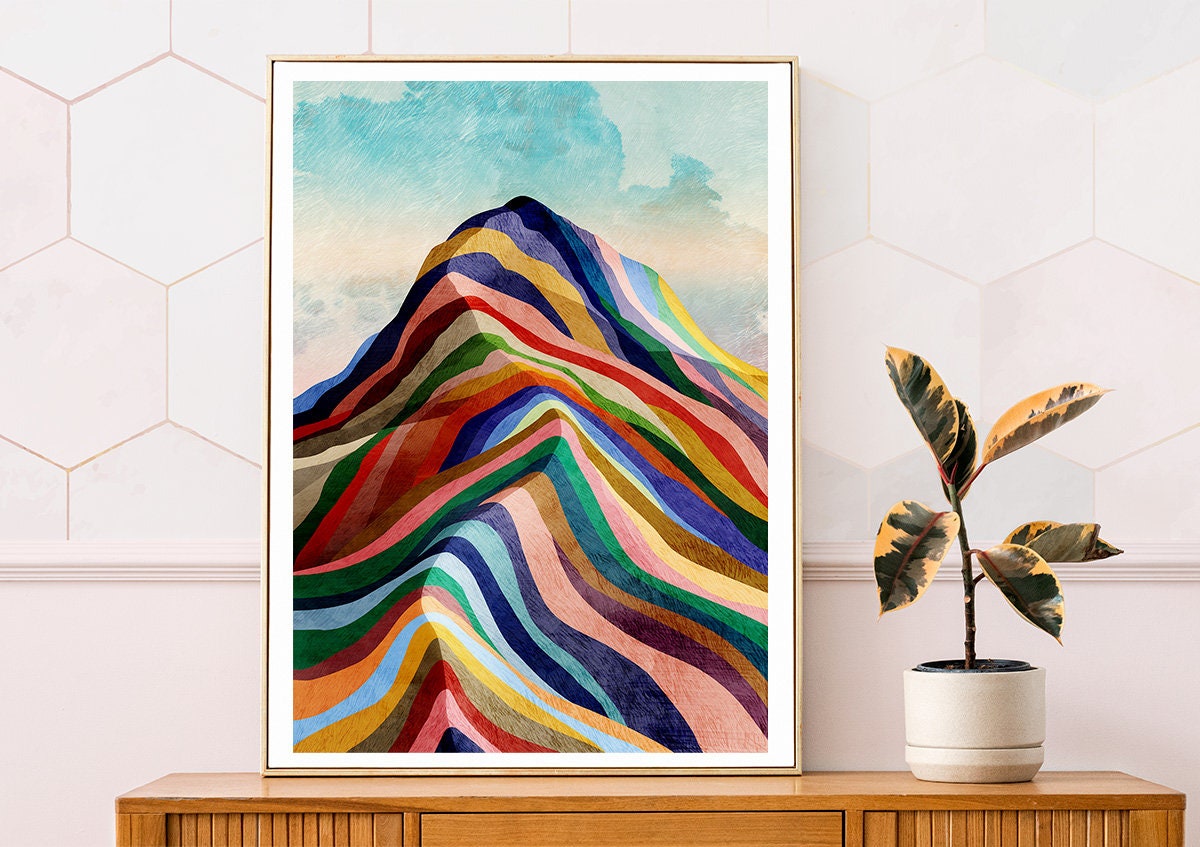 Rainbow Ridge Art Print | Mountain Landscape Illustration