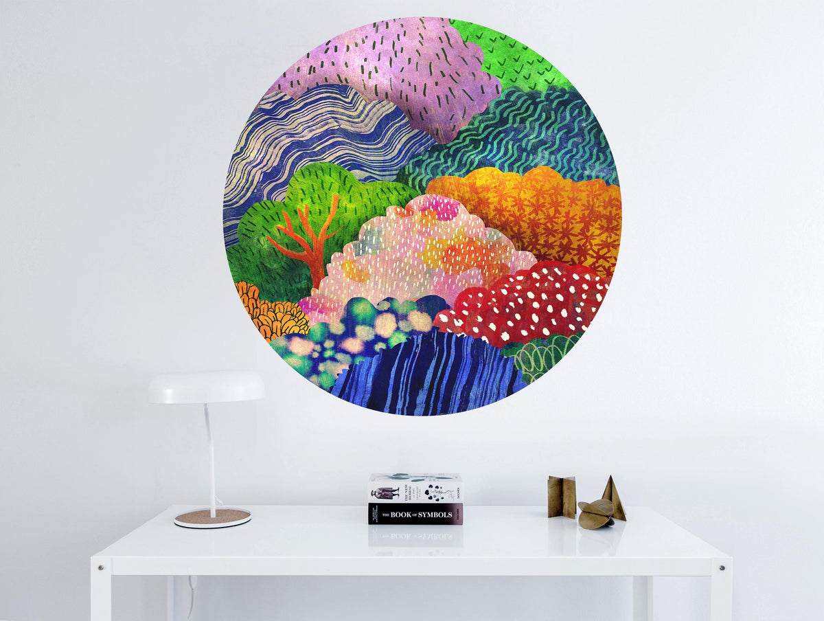 Colorful Forest Wall Decal | Round Self-Adhesive Removable Wall Sticker