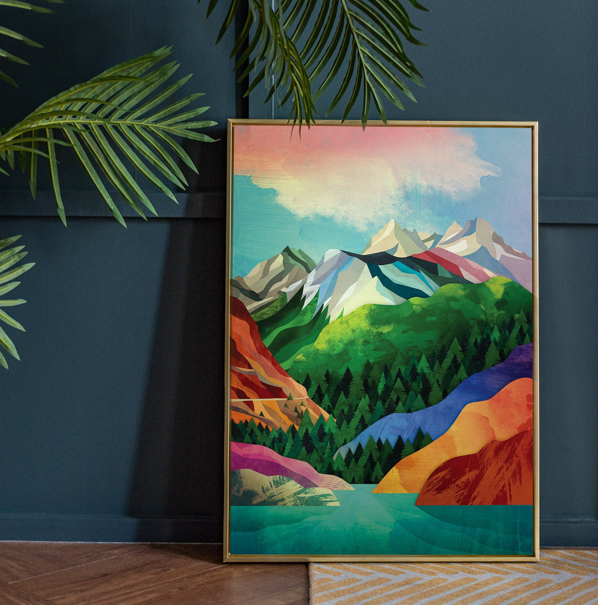 Mountain Lake Art Print | Colorful Crystal Clear Landscape Wall Art