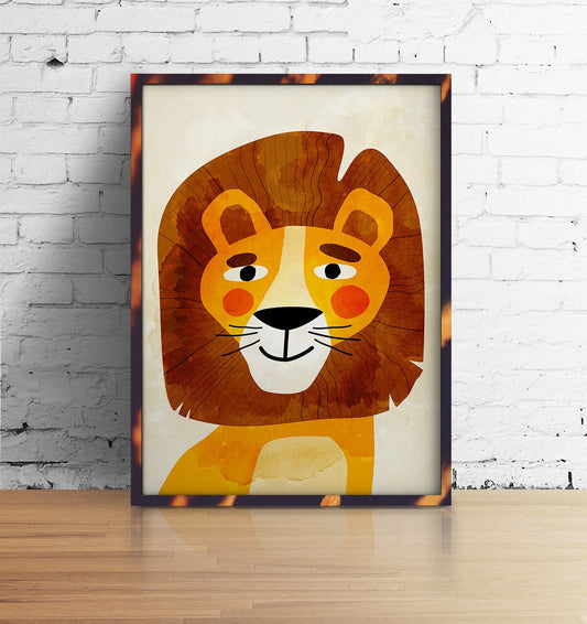 Lion Art Print | Kids Room Nursery Illustration Wall Art
