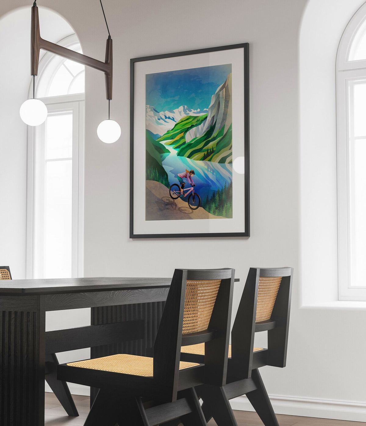 Mountain Bike Art Print | Woman Riding MTB Wall Art