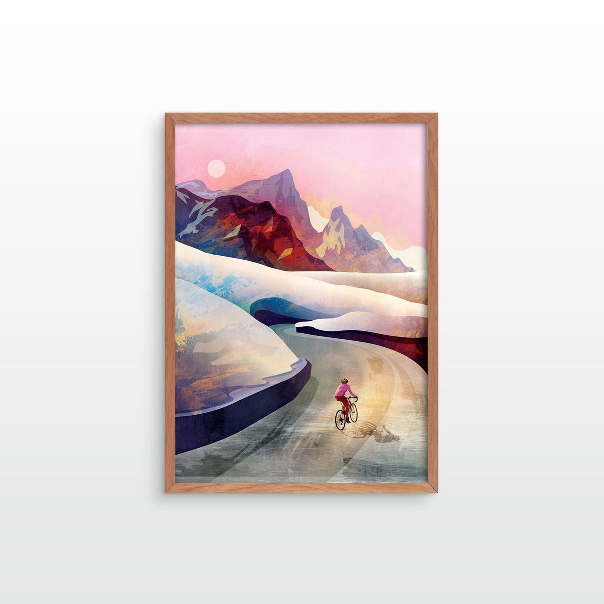 Mountain Cycling Art Print | Cyclist Climb Wall Art Gift