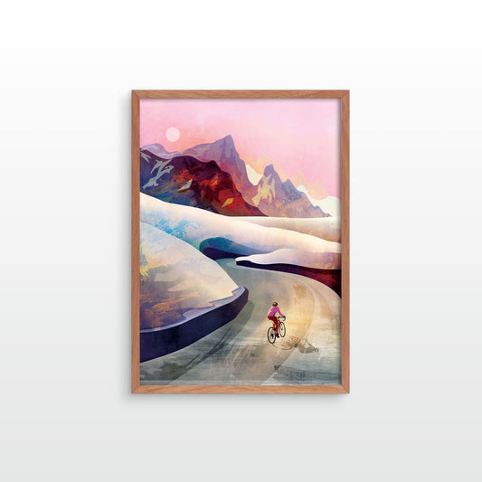 Mountain Cycling Art Print | Cyclist Climb Wall Art Gift