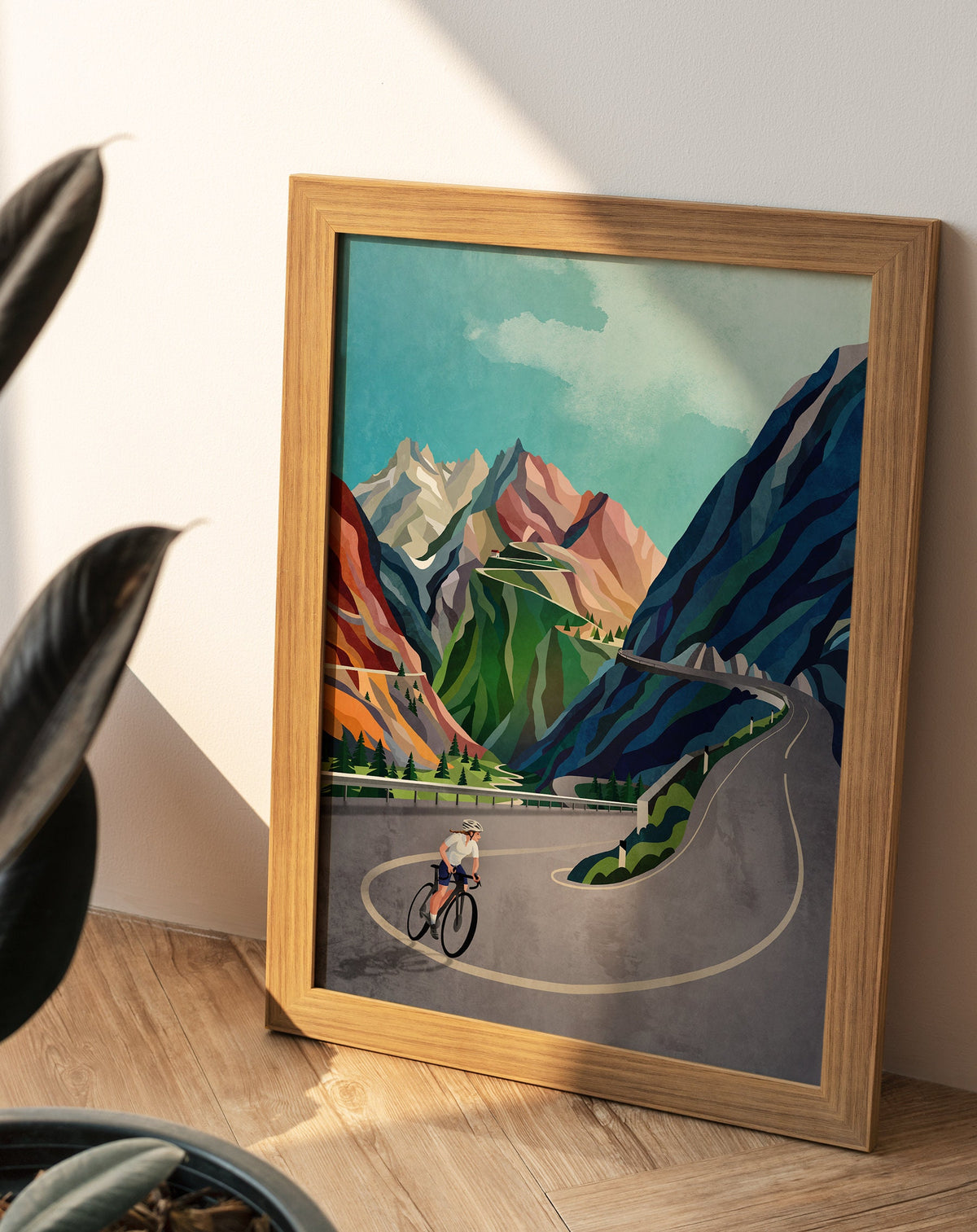 Woman Cyclist Art Print | Mountain Ascent Cycling Wall Art