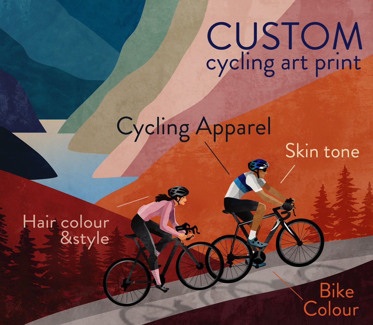 Personalized Cycling Art Print | Custom Cyclist Gift Wall Art