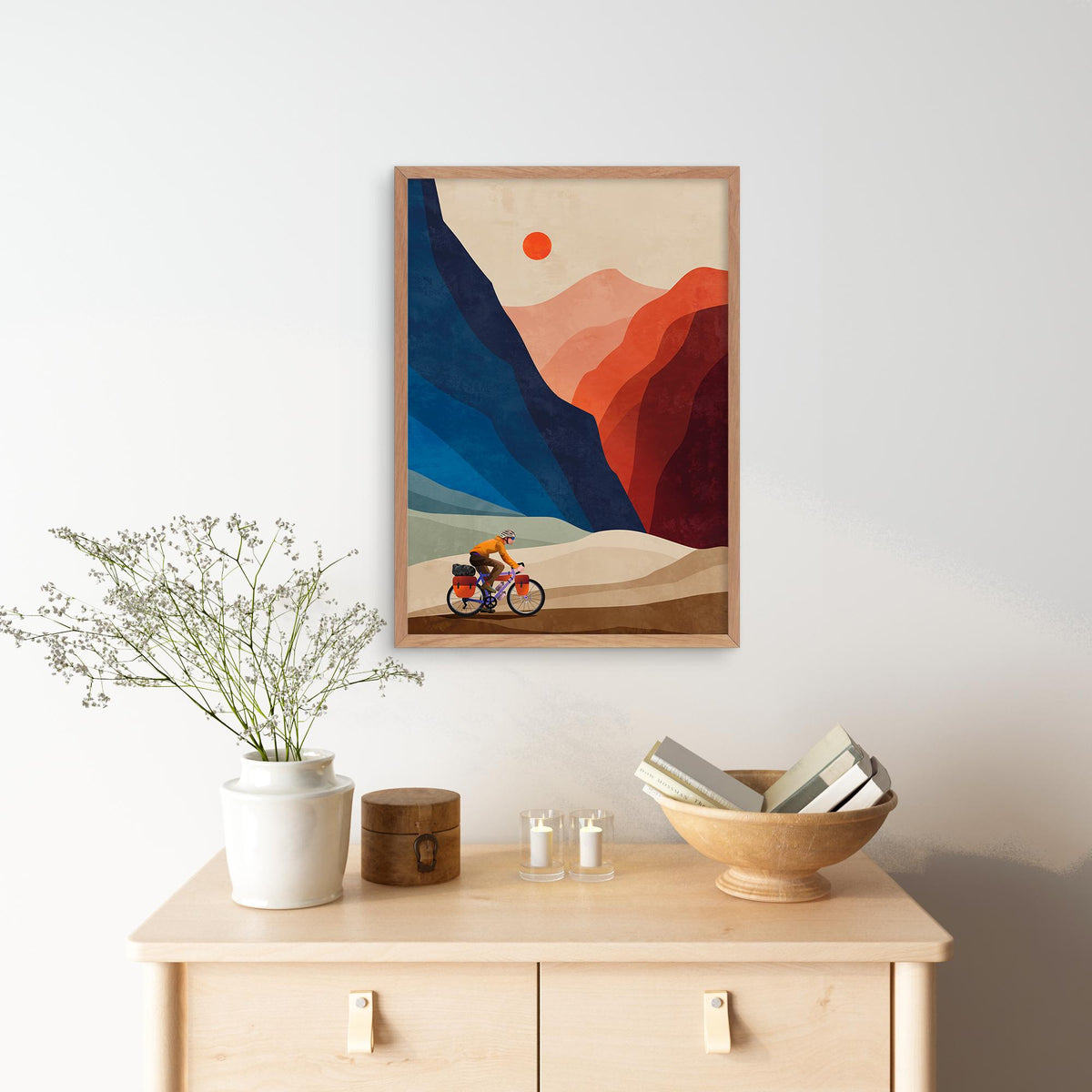Personalized Bikepacking Art Print | Custom Cyclist Illustration