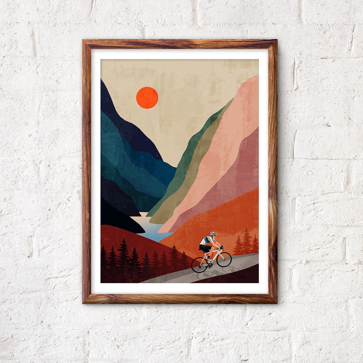 Cycling Home | Mountain Cycling Art Print.
