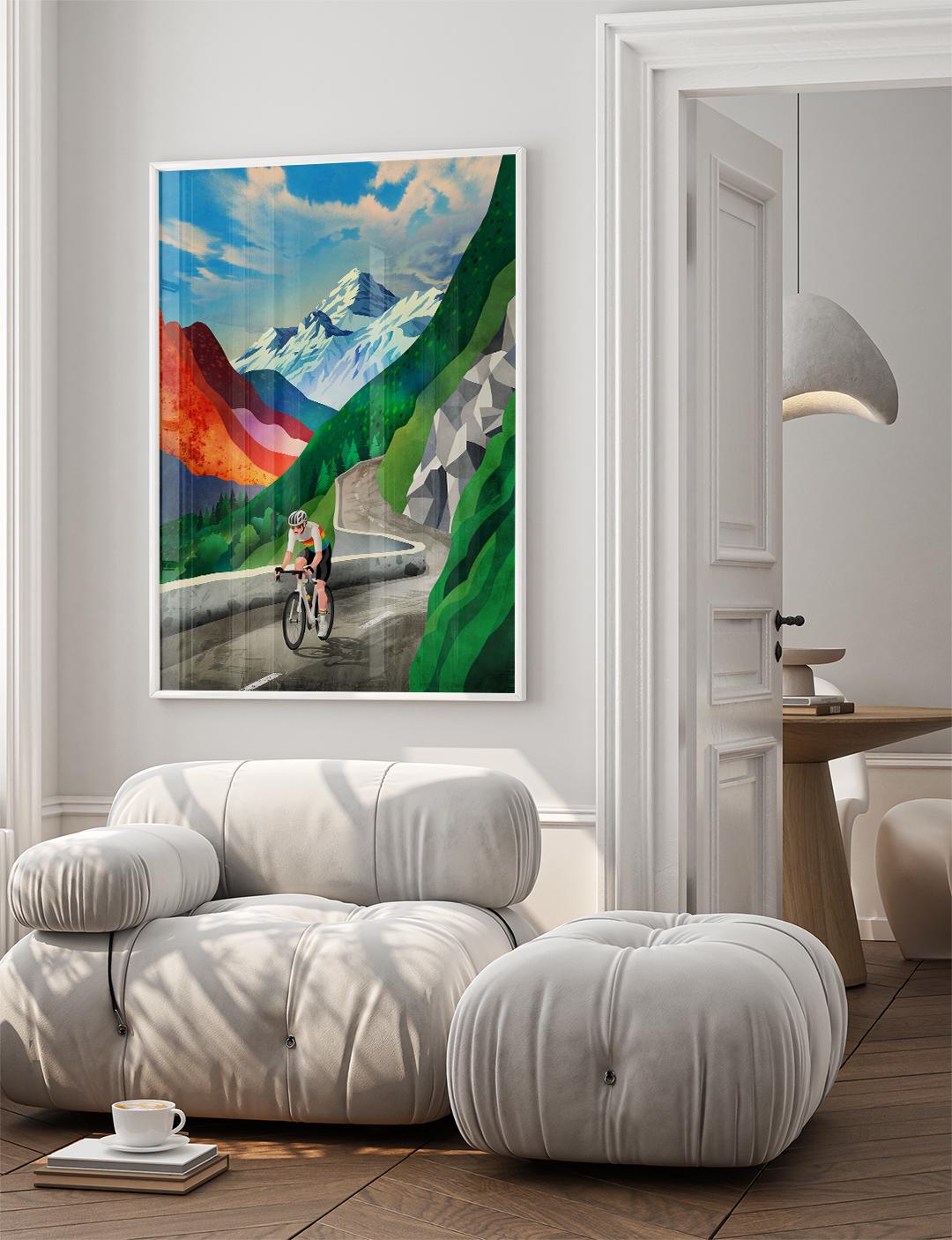 Cycling Art Print | High Mountain Road Cycling Wall Art