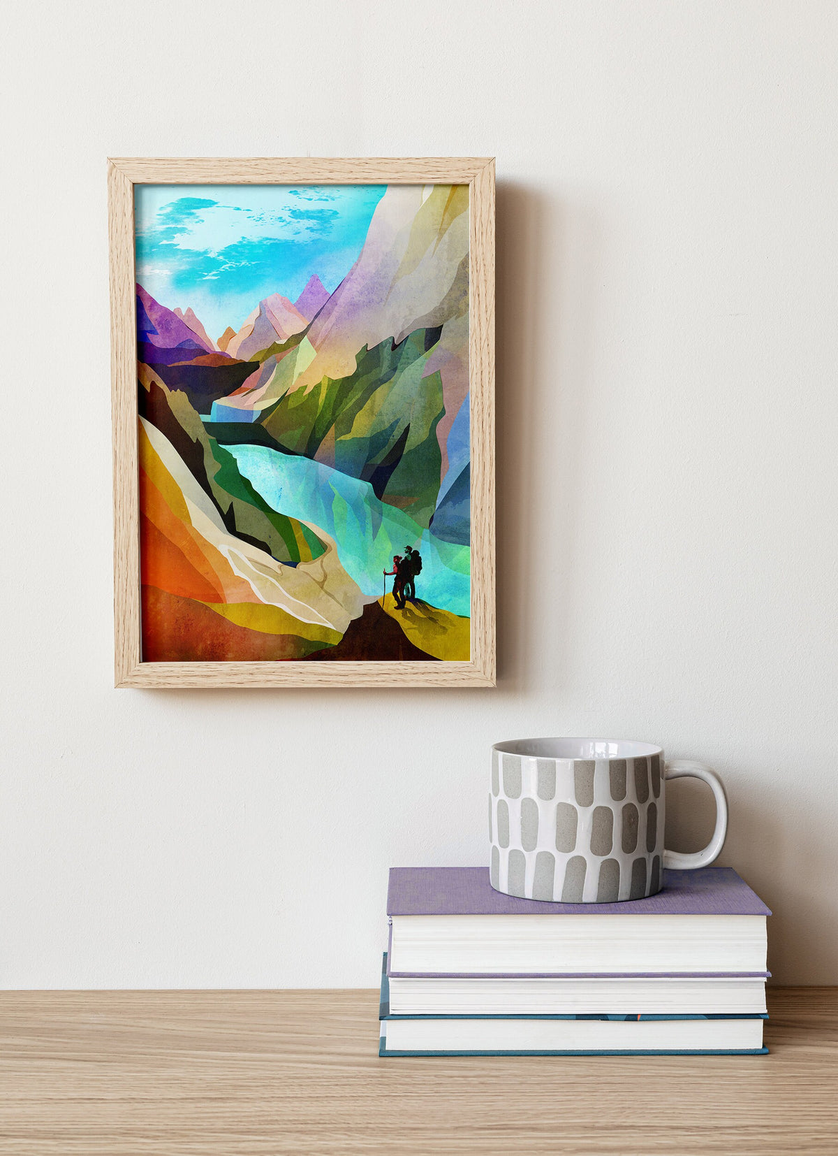Hiking Couple Art Print | Canyon Landscape Wall Art