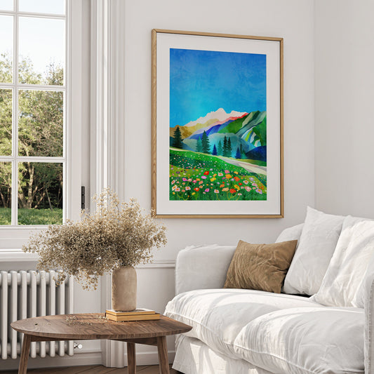 Alpine Flowers Art Print | Colorful Botanical Wall Art