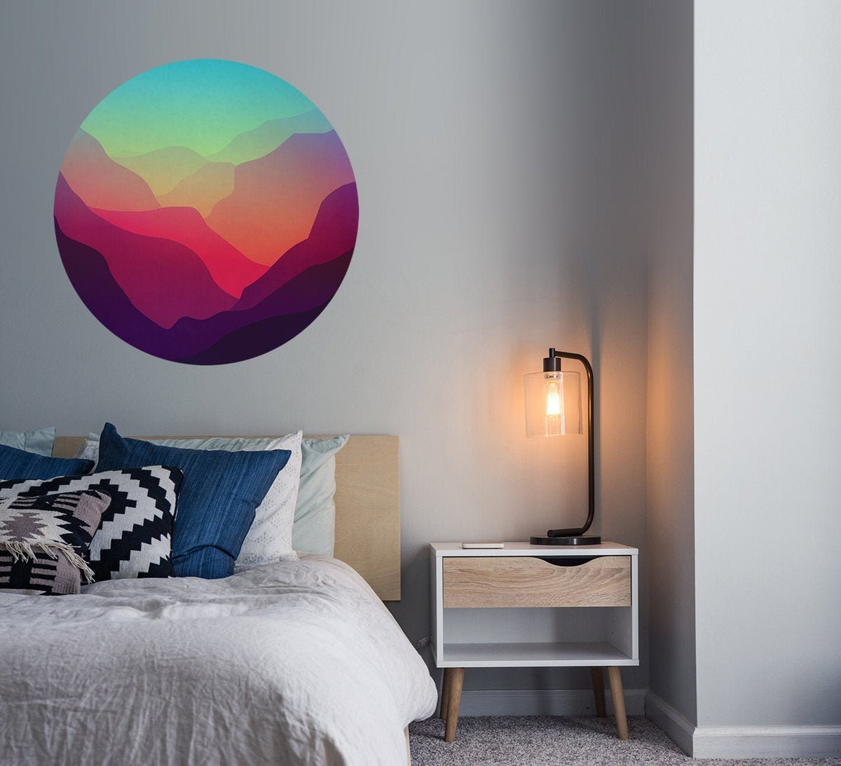 Mountain Valley Wall Decal | Removable Fabric Landscape Art