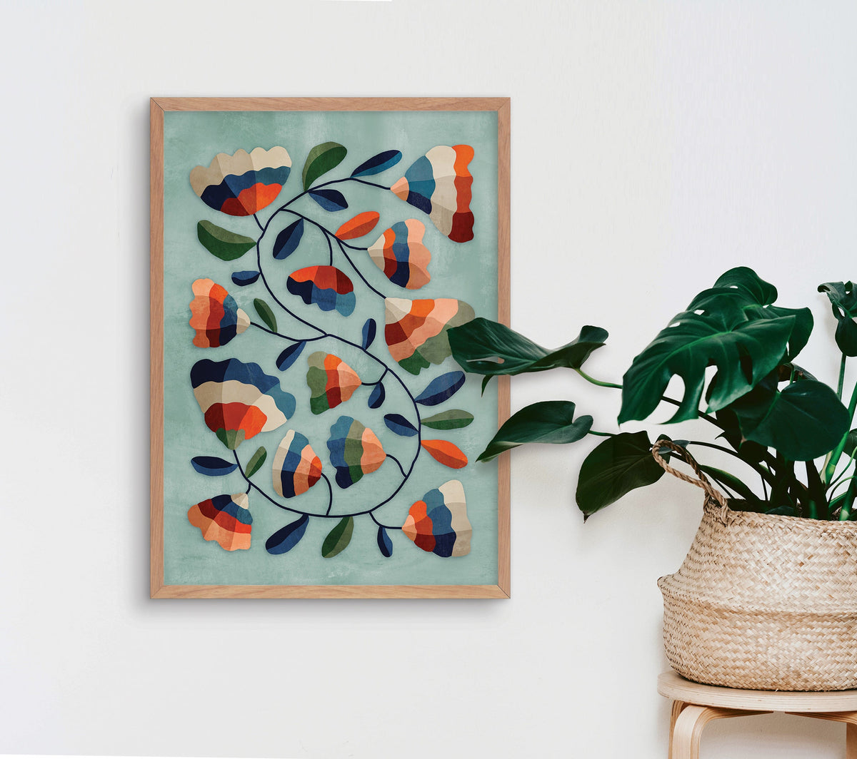 Mountain Flowers Art Print | Floral Letter S Illustration