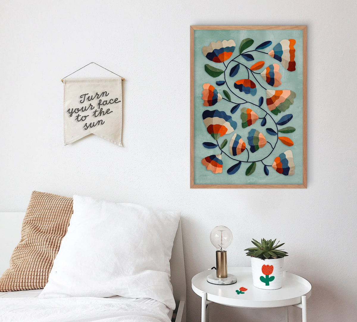 Mountain Flowers Art Print | Floral Letter S Illustration