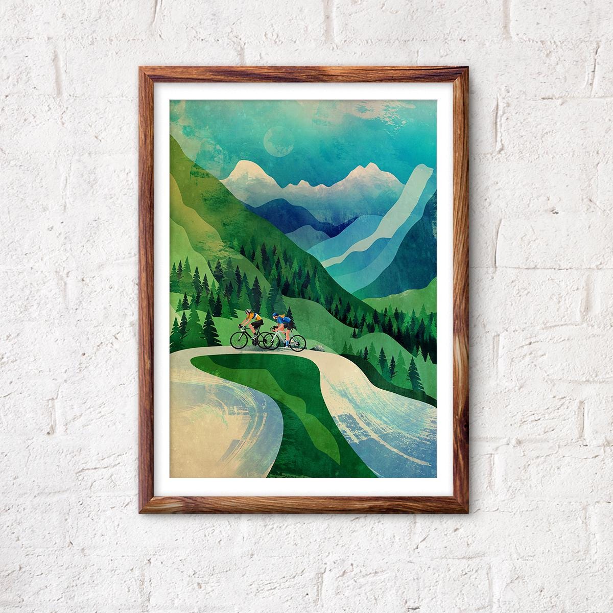 Personalized Cycling Art Print | Custom Mountain Climb Cyclist Gift